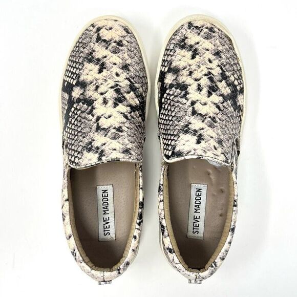 Steve Madden Gills Natural Snake Embossed Vegan Leather Slip-On Sneakers Size 7 - Picture 6 of 11